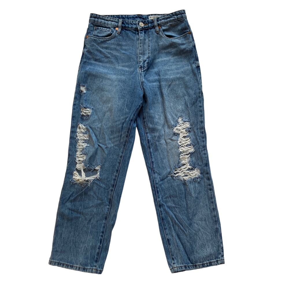 Blank NYC Baxter Ribcage Jeans Size 28 Light Wash Distressed Wide-Leg